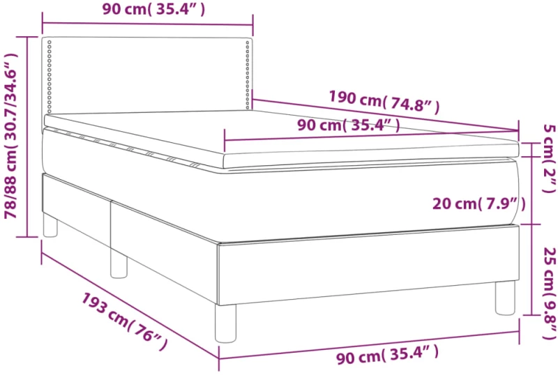 ΚΡΕΒΑΤΙ BOXSPRING ΜΕ ΣΤΡΩΜΑ & LED TAUPE 90X190 ΕΚ. ΥΦΑΣΜΑΤΙΝΟ 3133601