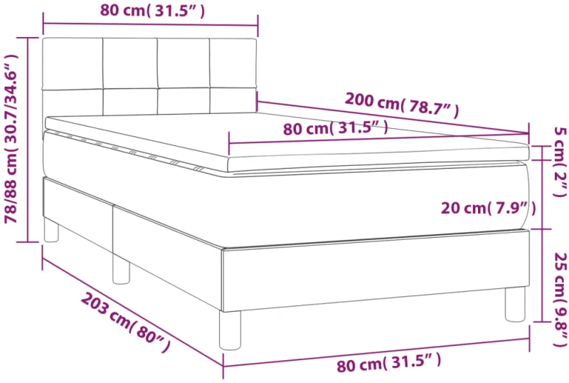 ΚΡΕΒΑΤΙ BOXSPRING ΜΕ ΣΤΡΩΜΑ ΣΚΟΥΡΟ ΓΚΡΙ 80X200 ΕΚ. ΒΕΛΟΥΔΙΝΟ 3141270
