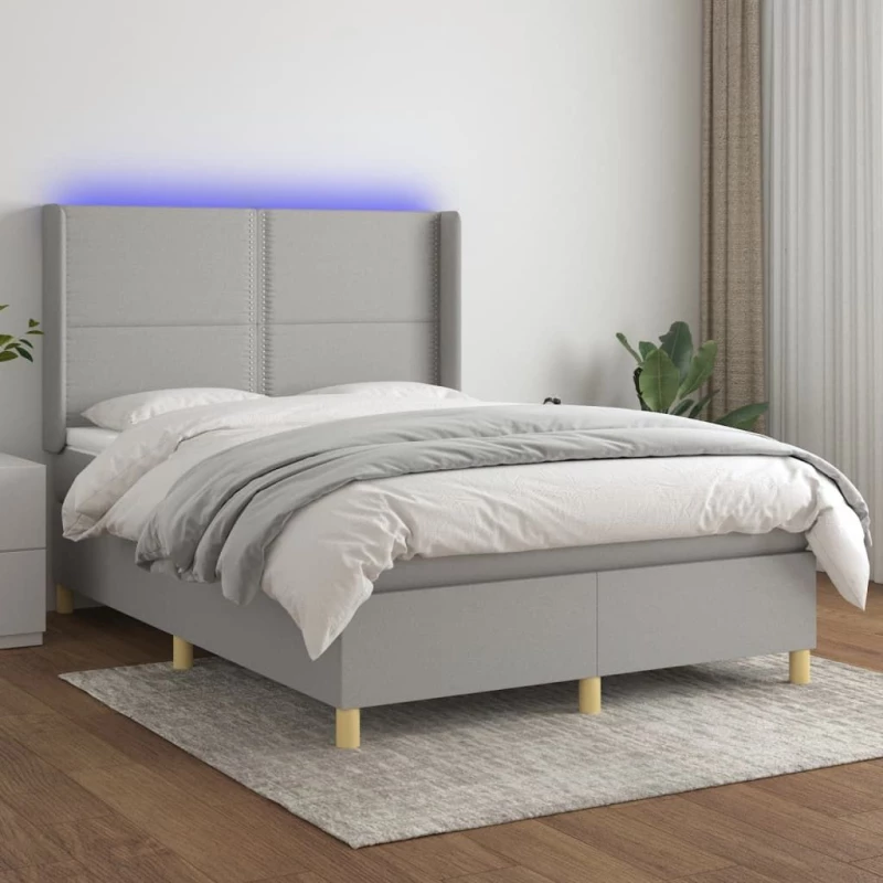 ΚΡΕΒΑΤΙ BOXSPRING ΜΕ ΣΤΡΩΜΑ & LED ΑΝ.ΓΚΡΙ 140X190ΕΚ. ΥΦΑΣΜΑΤΙΝΟ 3138789