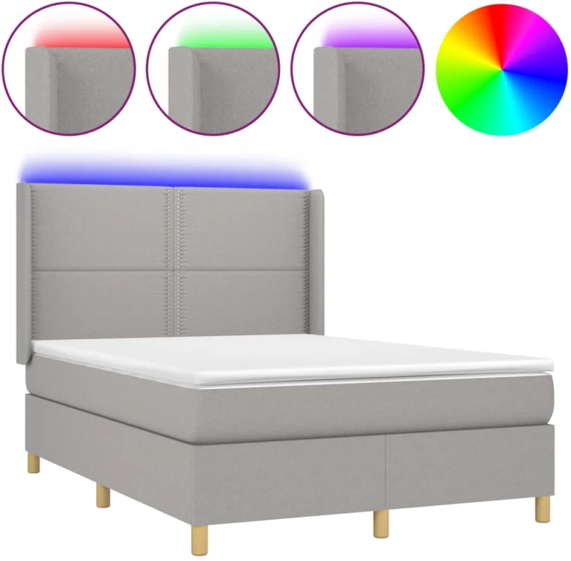 ΚΡΕΒΑΤΙ BOXSPRING ΜΕ ΣΤΡΩΜΑ & LED ΑΝ.ΓΚΡΙ 140X190ΕΚ. ΥΦΑΣΜΑΤΙΝΟ 3138789