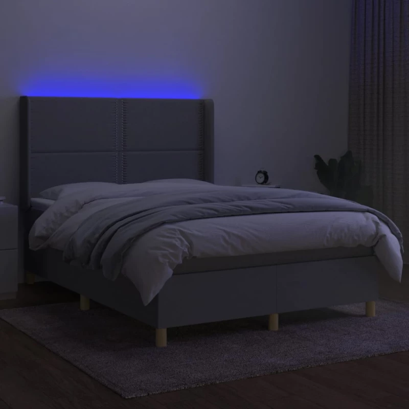 ΚΡΕΒΑΤΙ BOXSPRING ΜΕ ΣΤΡΩΜΑ & LED ΑΝ.ΓΚΡΙ 140X190ΕΚ. ΥΦΑΣΜΑΤΙΝΟ 3138789
