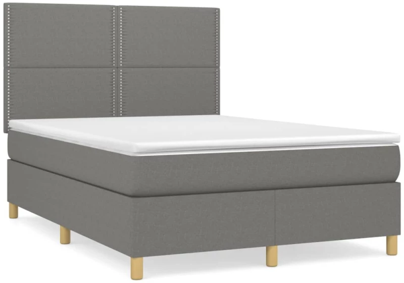 ΚΡΕΒΑΤΙ BOXSPRING ΜΕ ΣΤΡΩΜΑ ΣΚΟΥΡΟ ΓΚΡΙ 140X190 ΕΚ. ΥΦΑΣΜΑΤΙΝΟ 3142250