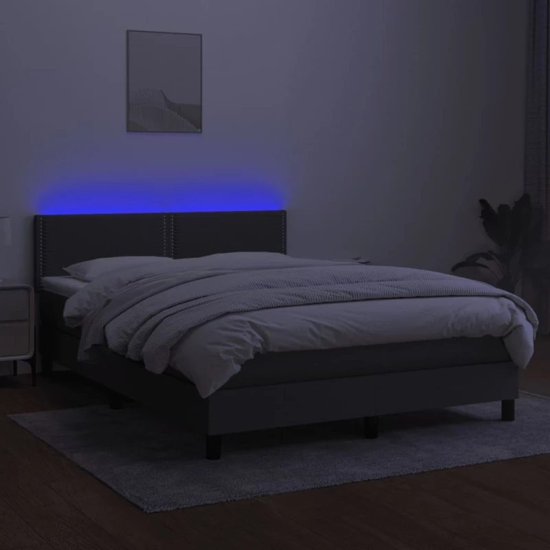 ΚΡΕΒΑΤΙ BOXSPRING ΜΕ ΣΤΡΩΜΑ & LED ΣΚ.ΓΚΡΙ 140X190 ΕΚ ΥΦΑΣΜΑΤΙΝΟ 3133070
