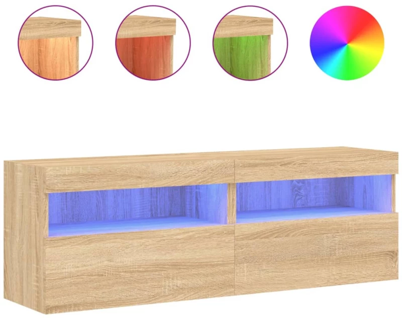 ΈΠΙΠΛΑ ΤΟΙΧΟΥ ΤΗΛ. ΜΕ LED 2 ΤΕΜ. SONOMA ΔΡΥΣ 60X30X40 ΕΚ. 837188