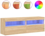 ΈΠΙΠΛΑ ΤΟΙΧΟΥ ΤΗΛ. ΜΕ LED 2 ΤΕΜ. SONOMA ΔΡΥΣ 60X30X40 ΕΚ. 837188