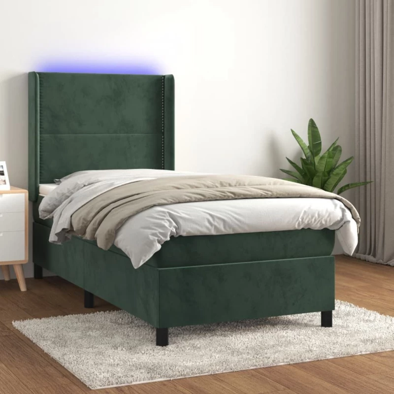 ΚΡΕΒΑΤΙ BOXSPRING ΜΕ ΣΤΡΩΜΑ & LED ΣΚ. ΠΡΑΣΙΝΟ 90X190 ΕΚ ΒΕΛΟΥΔΟ 3139478
