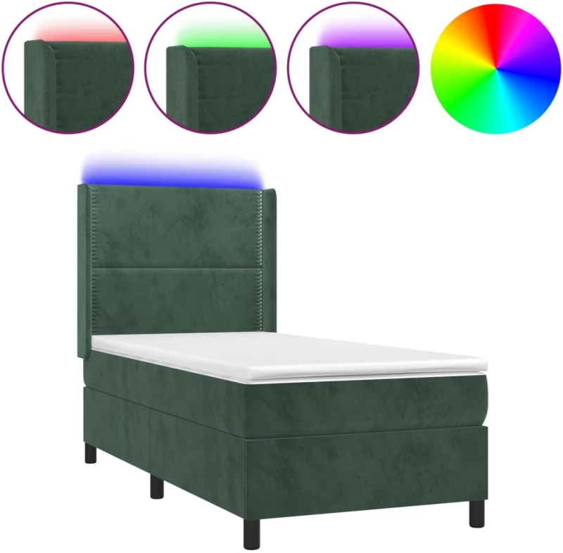 ΚΡΕΒΑΤΙ BOXSPRING ΜΕ ΣΤΡΩΜΑ & LED ΣΚ. ΠΡΑΣΙΝΟ 90X190 ΕΚ ΒΕΛΟΥΔΟ 3139478