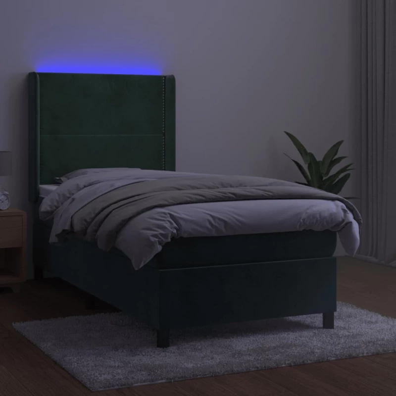 ΚΡΕΒΑΤΙ BOXSPRING ΜΕ ΣΤΡΩΜΑ & LED ΣΚ. ΠΡΑΣΙΝΟ 90X190 ΕΚ ΒΕΛΟΥΔΟ 3139478