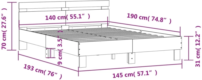 ΠΛΑΙΣΙΟ ΚΡΕΒΑΤΙΟΥ ΜΕ ΚΕΦΑΛΑΡΙ ΚΑΦΕ ΔΡΥΣ 140X190 ΕΚ. ΕΠΕΞ. ΞΥΛΟ 3207440