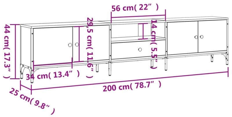 ΈΠΙΠΛΟ ΤΗΛΕΟΡΑΣΗΣ ΜΕ ΣΥΡΤΑΡΙ ΓΚΡΙ SONOMA 200X25X44ΕΚ ΕΠΕΞ. ΞΥΛΟ 838991