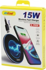 Andowl Ασύρματος Φορτιστής (Qi Pad) 15W Μαύρος (Q-PD20)
