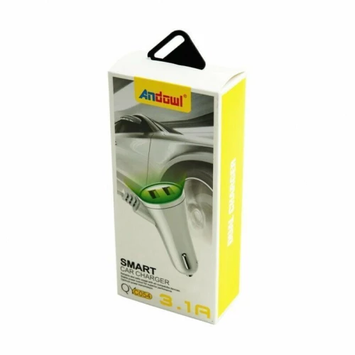 Andowl Φορτιστής Αυτοκινήτου Λευκός με Θύρες: 2xUSB