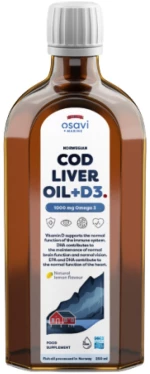 Osavi Norwegian Cod Liver Oil | Lemon Flavored Liquid Omega + D3 [250 ml]