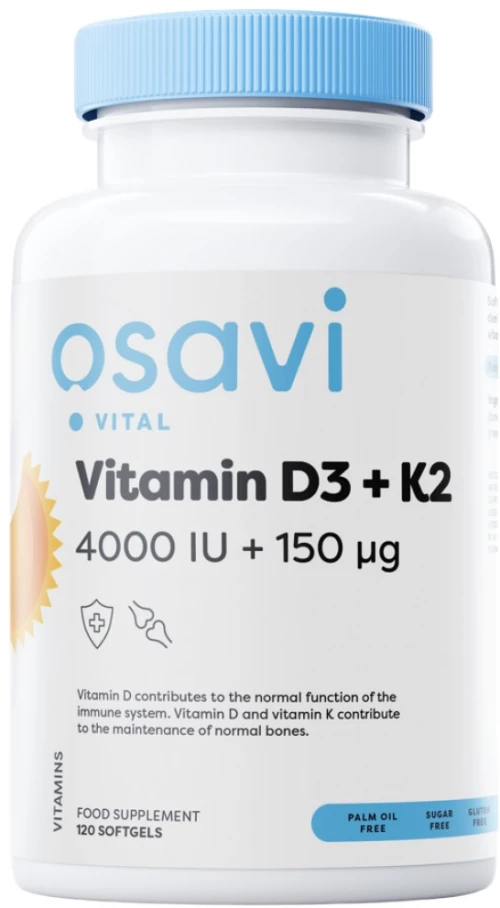 Osavi Vitamin D3 4000 + K2 150 mcg | with Quali®-D & K2VITAL® [120 Softgels]