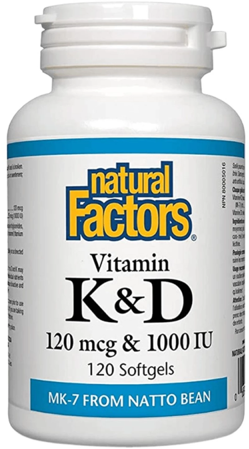 Natural Factors Vitamin K2 120 mcg | D3 1000 IU [120 Softgels]