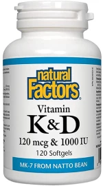 Natural Factors Vitamin K2 120 mcg | D3 1000 IU [120 Softgels]
