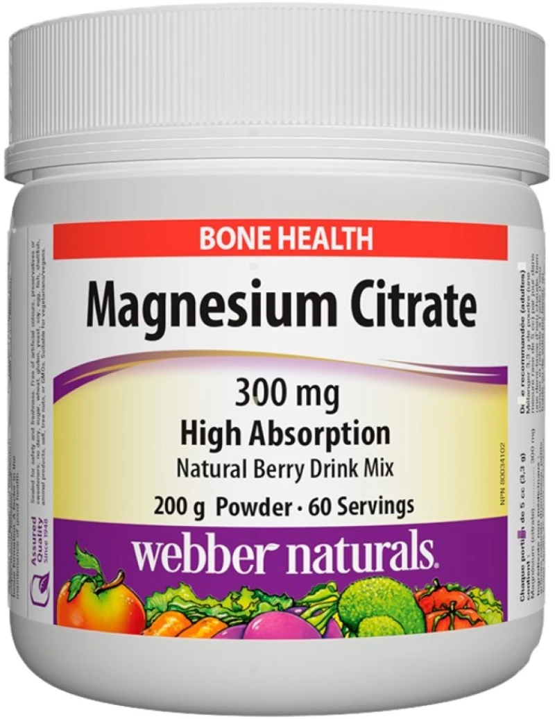 Webber Naturals Magnesium Citrate Powder [200 Γραμμάρια] Φρούτα του δάσους
