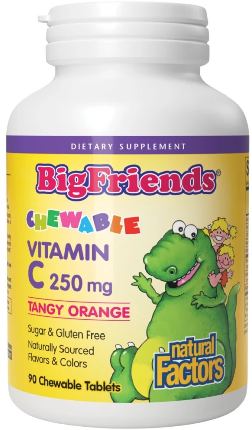 Natural Factors Big Friends Vitamin C for kids [90 Μασώμενα δισκία] Πορτοκάλι
