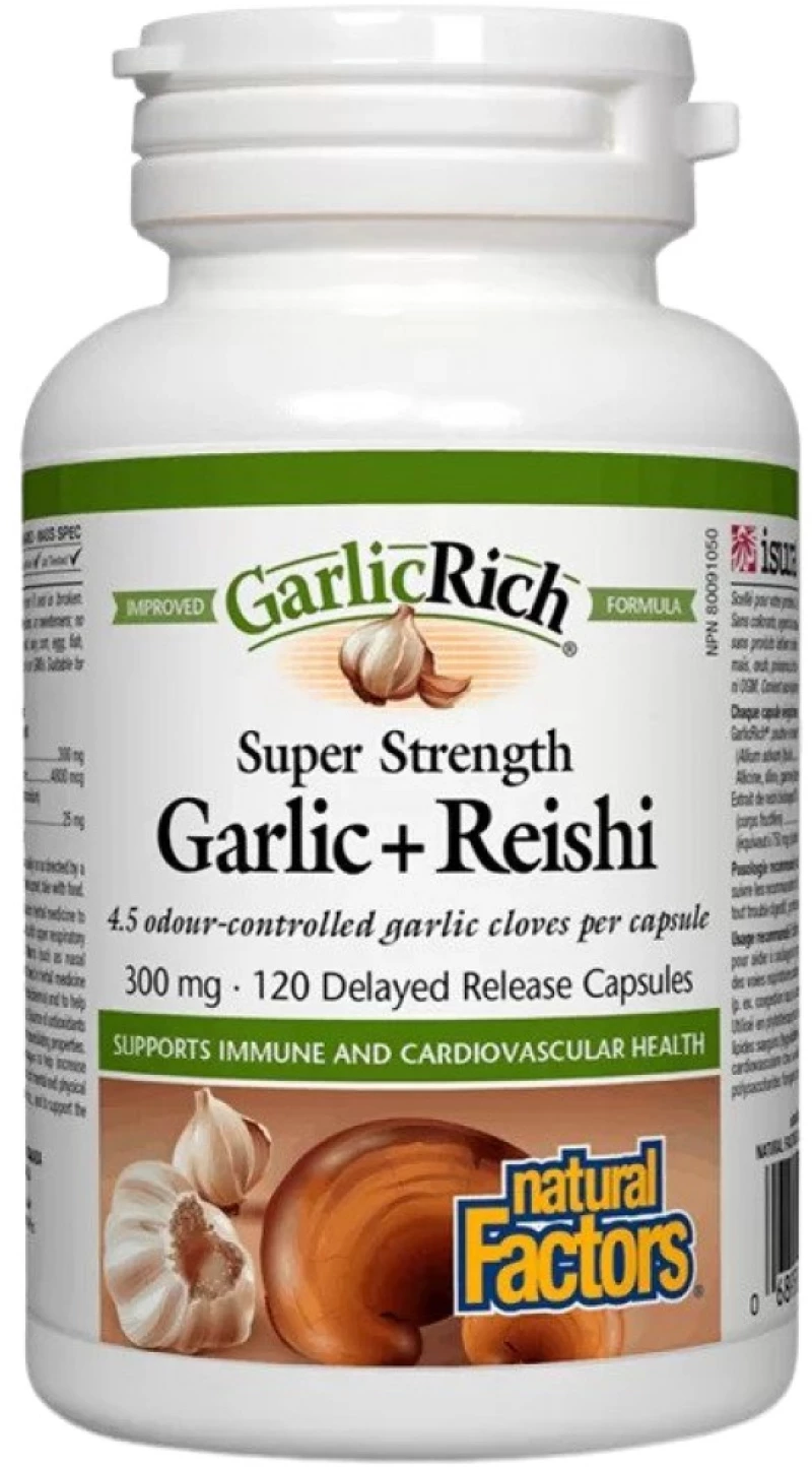 Natural Factors GarlicRich® Super Strength | Garlic Plus Reishi [120 Κάψουλες]