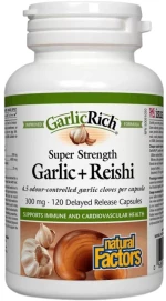 Natural Factors GarlicRich® Super Strength | Garlic Plus Reishi [120 Κάψουλες]