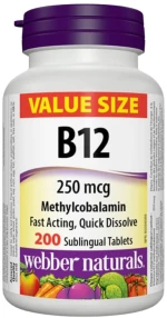 Webber Naturals Vitamin B12 250 mcg | Methylcobalamin [200 Υπογλώσσια δισκία]
