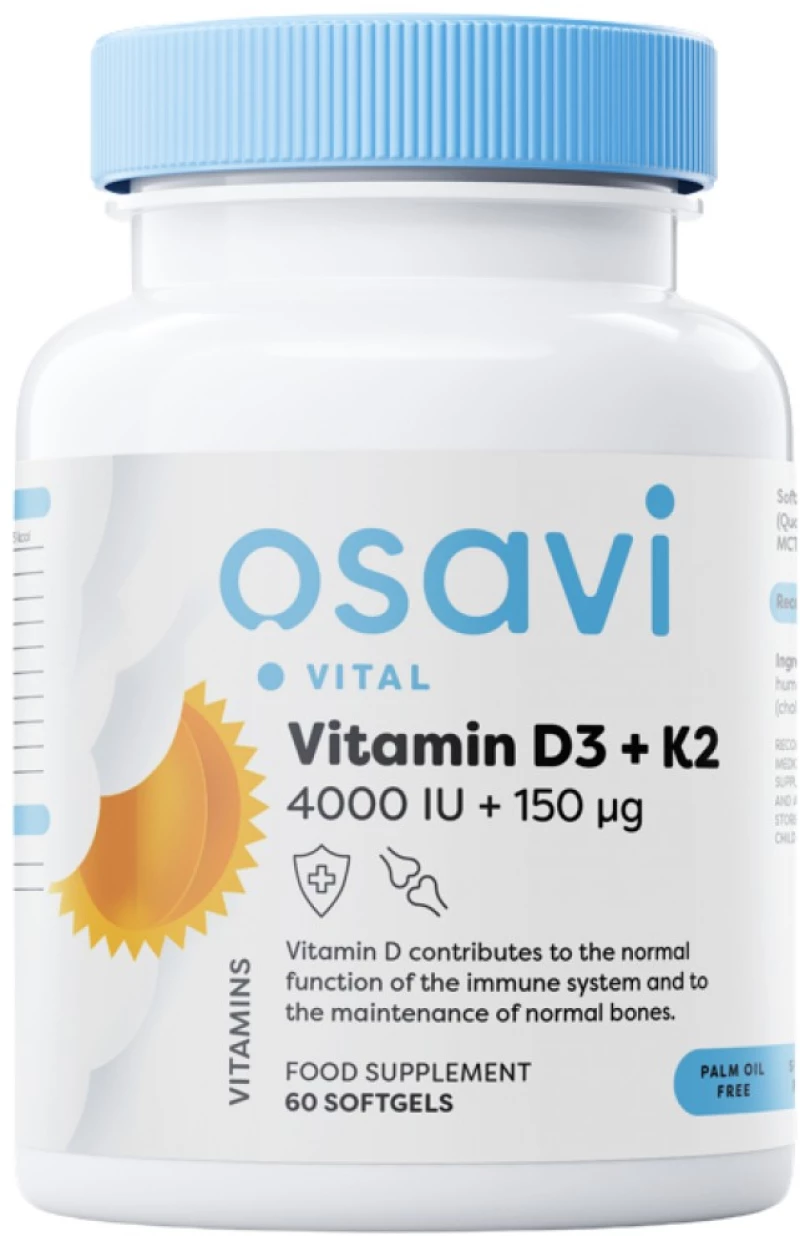 Osavi Vitamin D3 4000 + K2 150 mcg | with Quali®-D & K2VITAL® [60 Softgels]