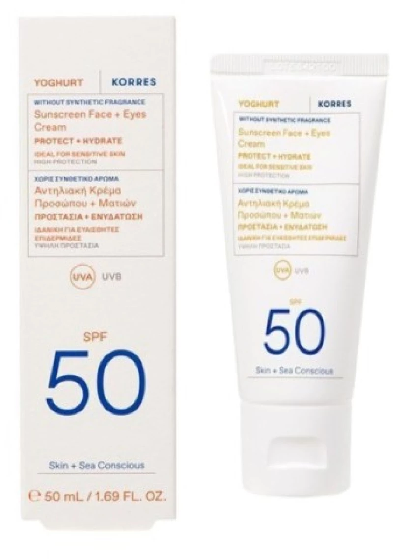 Korres Yoghurt Αντηλιακή Κρέμα Προσώπου + Ματιών Spf50 50ml
