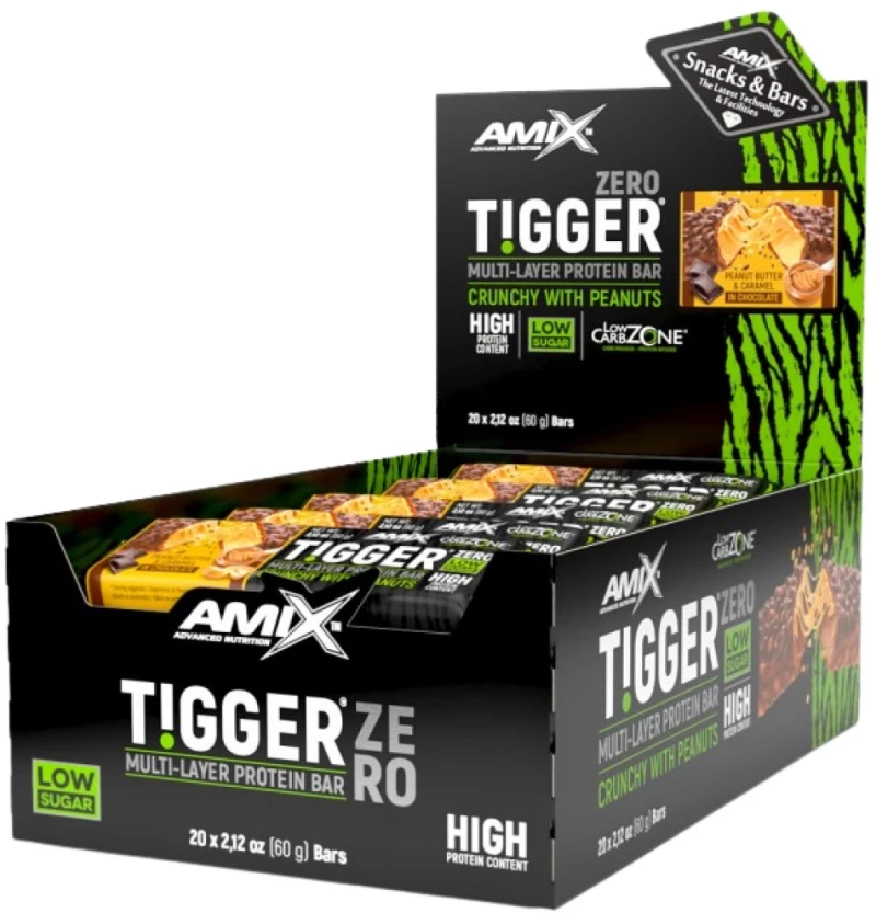 AMIX Nutrition TIGGER® Zero bar [20 x 60 Γραμμάρια] Φυστικοβούτυρο καραμέλα