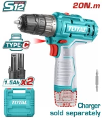 TOTAL ΔΡΑΠΑΝΟΚΑΤΣΑΒΙΔΟ ΜΠΑΤΑΡΙΑΣ Li-ion 12V  1.5Ah  20Nm  2 ΜΠΑΤ Type C TDLI12202