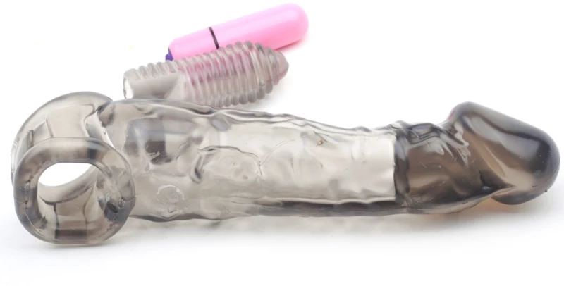 Clear Black Vibrating Penis Extender