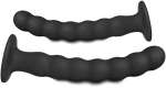 2 Pcs Black Color Beaded Silicone Butt Plug