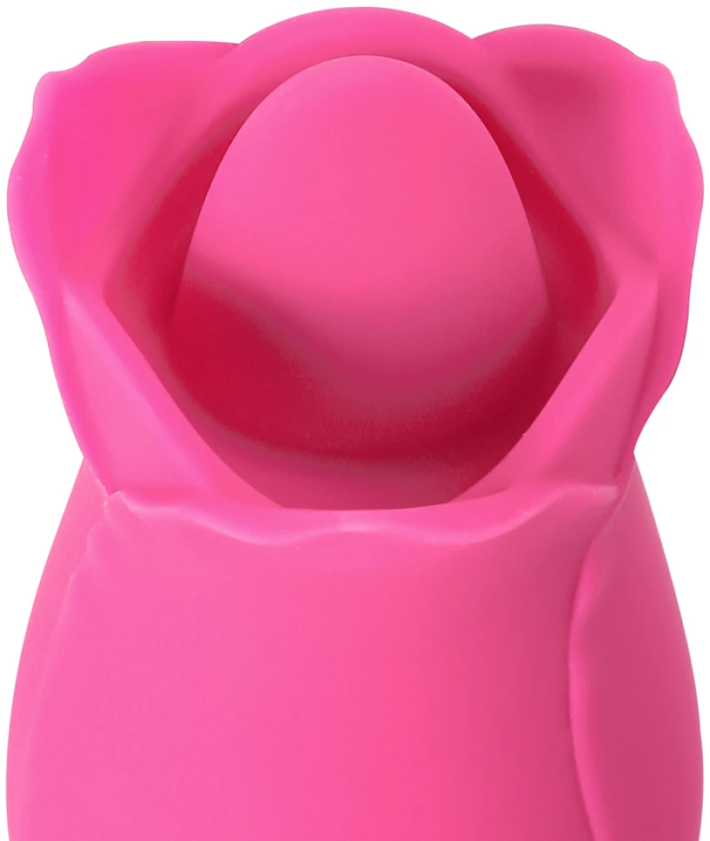 7-Function Red Color Silicone Rose Massager with Tongue