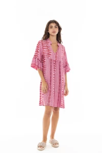 Γυναικείο Beachwear Pink Label - Κοντό καφτάνι - Dusty Pink - Βαμβακερό