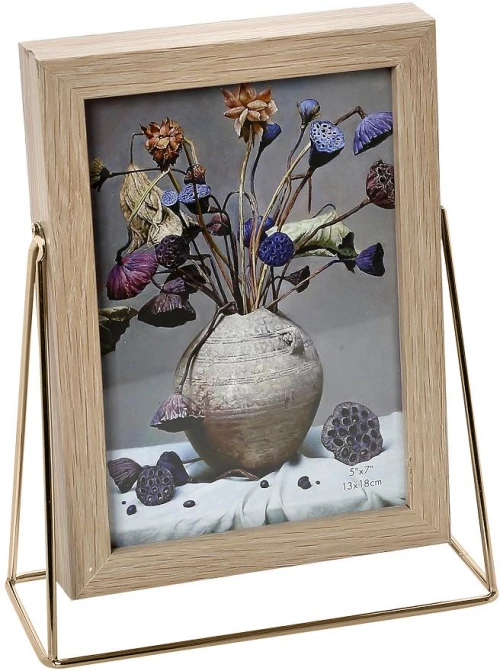 Espiel Κορνίζα ξύλινη μεταλλική χρυσή βάση 15x20cm FAM226