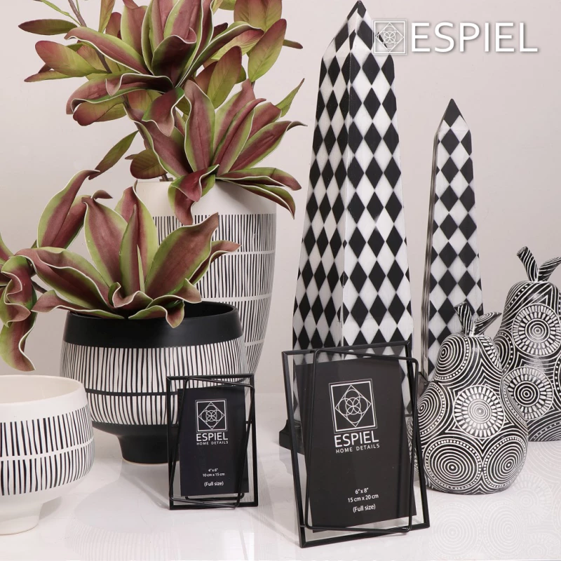 Espiel Διακοσμητικό αχλάδι ethnic λευκό/μαύρο 18x15x28cm FIG225