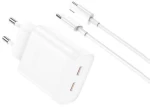 XO L105 PD35W Dual USB-C Fast Charger με καλώδιο USB-C σε USB-C 1m, λευκός