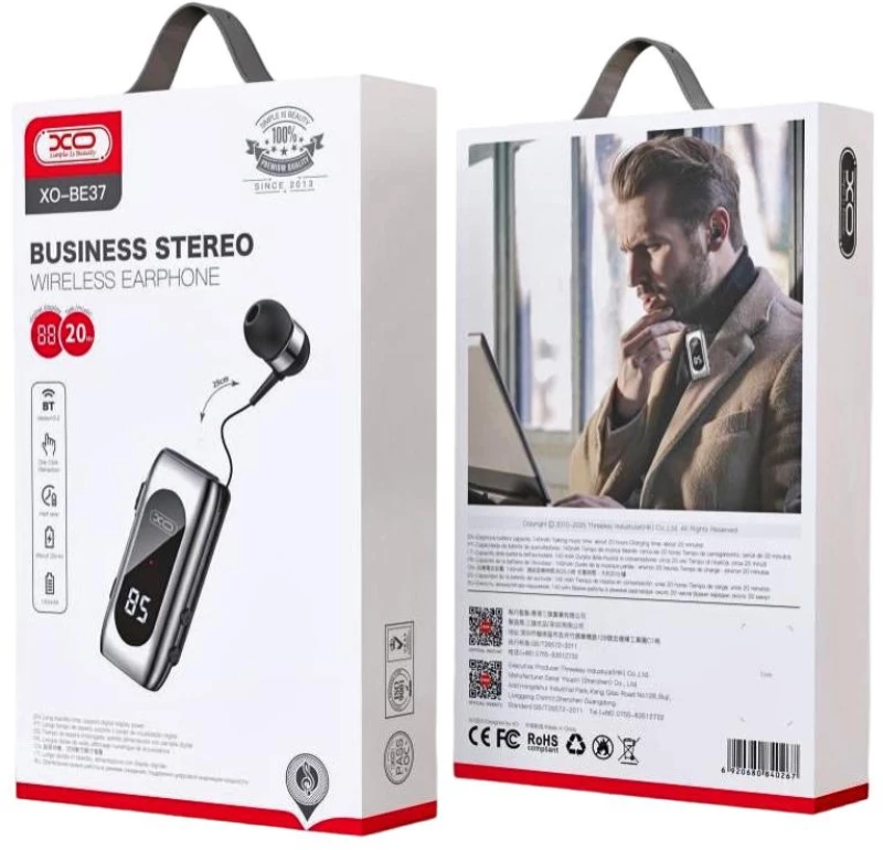 XO BE37 Retractable Ενσύρματο Ακουστικό με Μεγάλη Διάρκεια