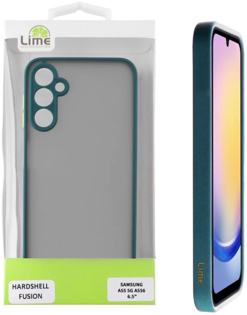 LIME ΘΗΚΗ SAMSUNG A55 5G A556 6.5" HARDSHELL FUSION FULL CAMERA PROTECTION GREEN WITH YELLOW KEYS LIME SUCCESSORIES Pc TPU Πράσινο