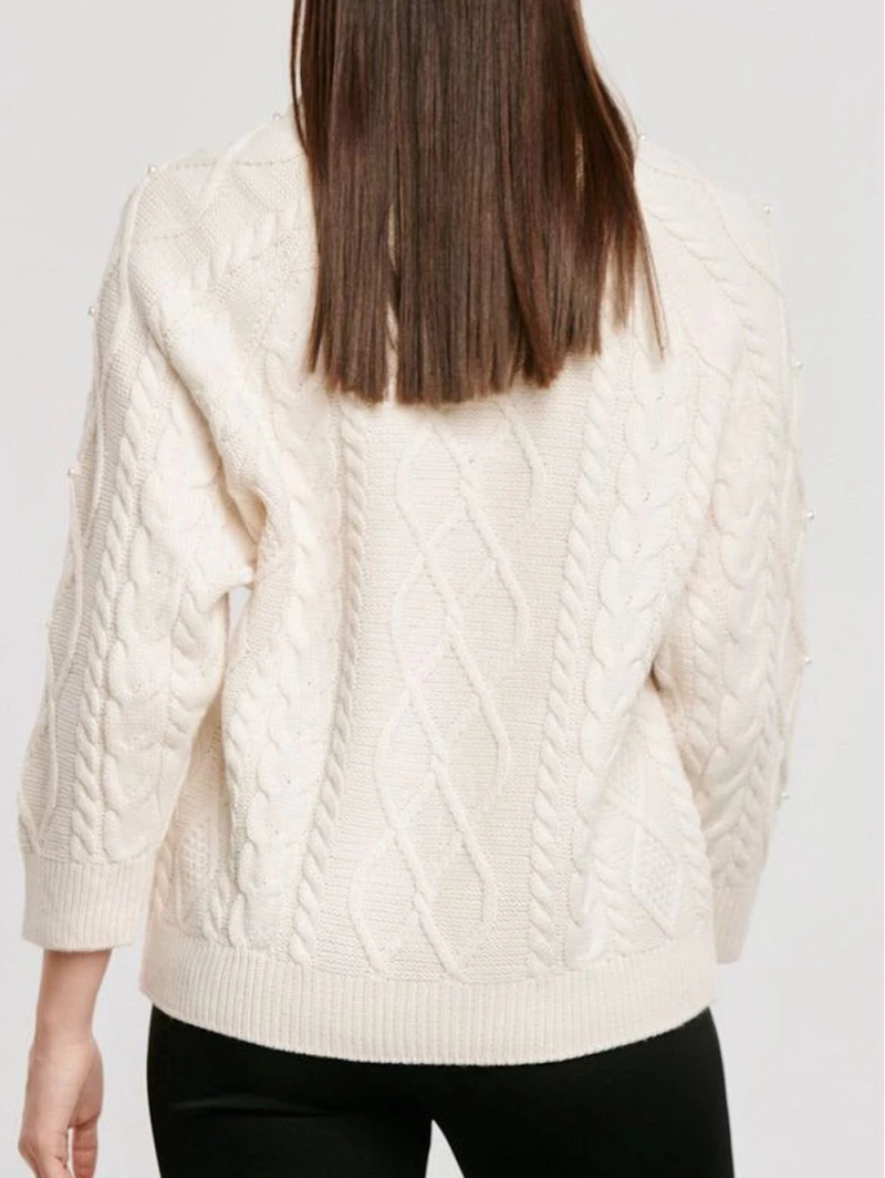 FIBES Γυναικείo μπέζ πουλόβερ 03-6509N-BEIGE