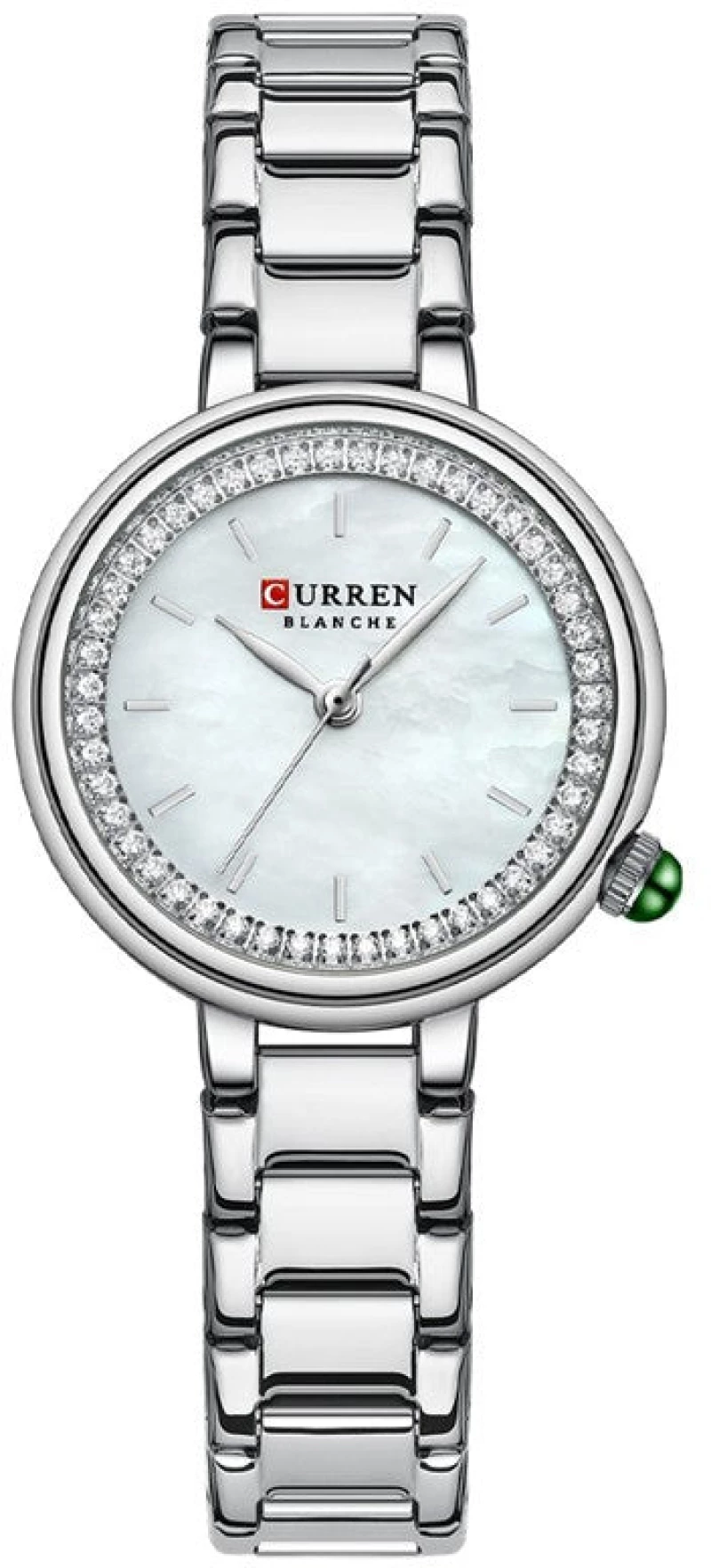 C9089 Silver White Curren Γυναικείο Ρολόι με Μεταλλικό Μπρασελέ