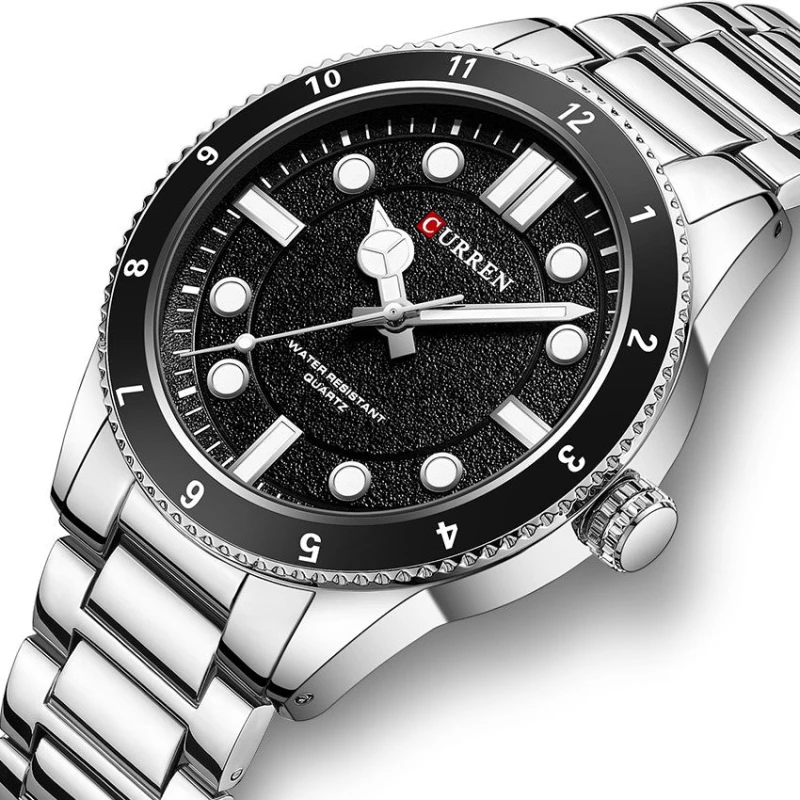 Curren C8450 Silver Black Ρολόι με Μαύρο Καντράν και Ασημένιο Μπρασελέ