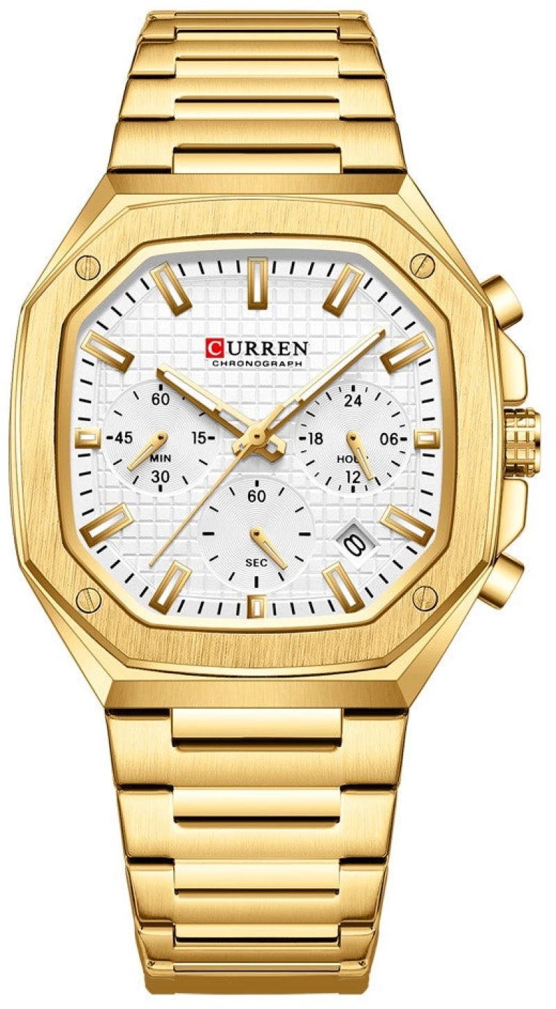 Curren C8459 Gold Ρολόι με Λευκό Καντράν και Χρυσό Μπρασελέ
