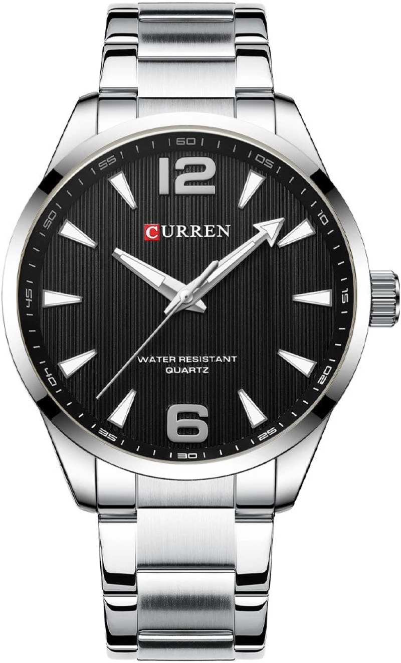 Curren 8434 Silver Black Ρολόι με Μαύρο Καντράν και Ασημένιο Μπρασελέ