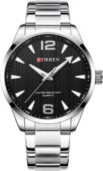 Curren 8434 Silver Black Ρολόι με Μαύρο Καντράν και Ασημένιο Μπρασελέ
