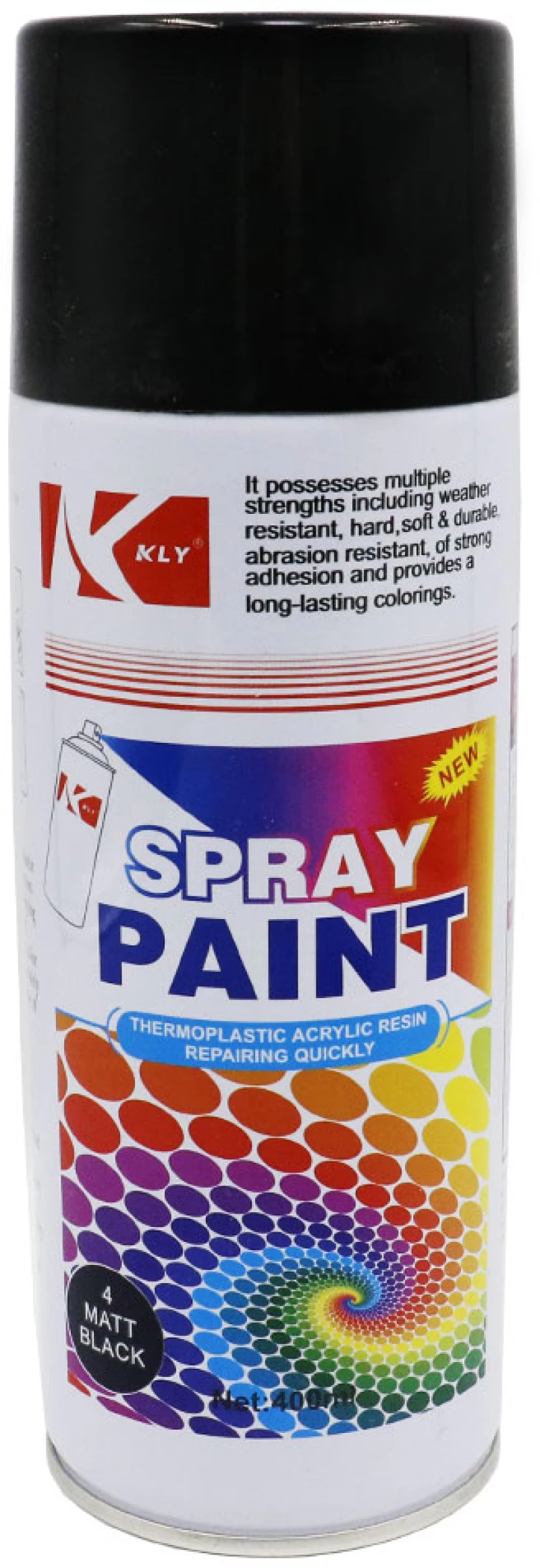 Σπρέι Βαφής Ακρυλικό με Ματ Εφέ 200ml KLY-019-4 Μαύρο