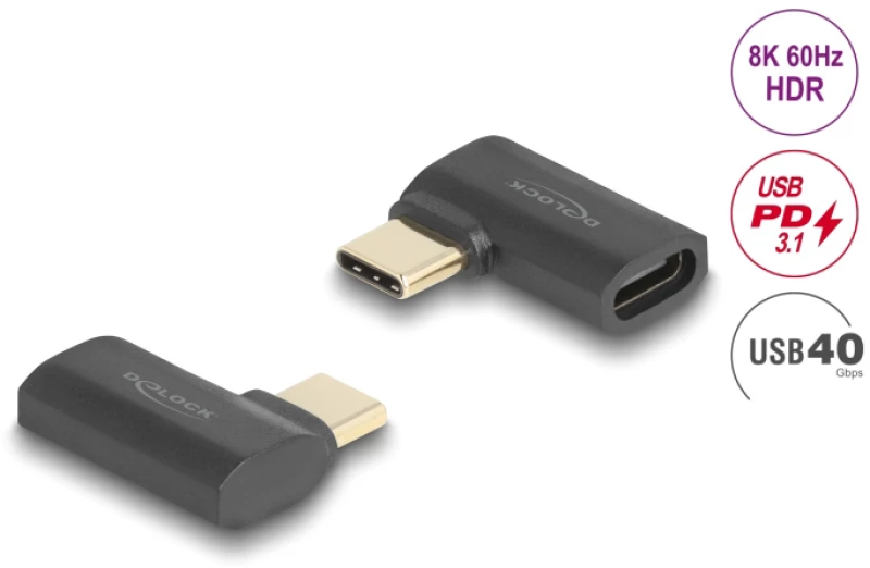 DELOCK αντάπτορας USB-C 60245, αρσενικό σε θηλυκό, 240W, 40Gbps, μαύρος