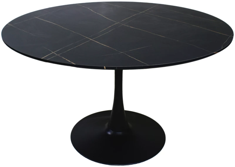 Τραπέζι Balou I pakoworld MDF μαύρο μαρμάρου Φ120x75εκ