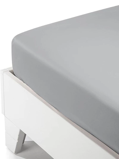 Κατωσέντονο Satin με λάστιχο Light Grey Διπλό (160x200 35)