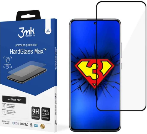 Προστατευτικό Οθόνης 3MK HardGlass Max Full Screen Xiaomi Xiaomi 12 / Xiaomi 12X 5G Μαύρο - 3MK - Μαύρο - Xiaomi 12, Xiaomi 12X 5G