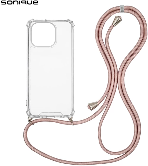 Θήκη Σιλικόνης με Κορδόνι Sonique Armor Clear Apple iPhone 14 Pro Ροζ Χρυσό Σατινέ - Sonique - Ροζ Χρυσό Σατινέ - iPhone 14 Pro - Θήκες Πλάτης